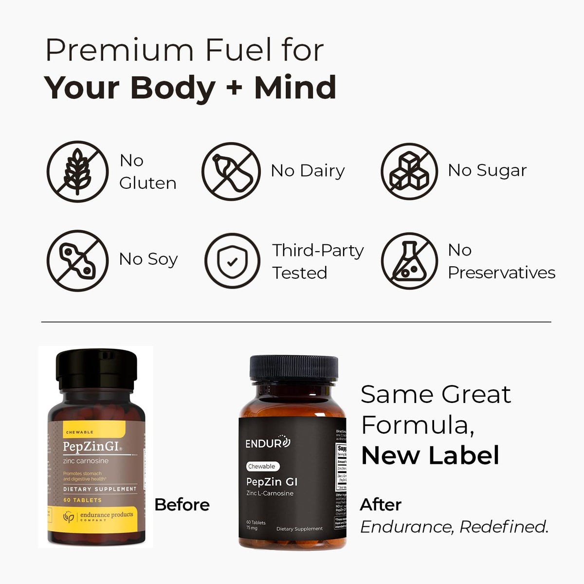 use Products Pep-Zin GI comprimés à mâcher, arrière de la boîte