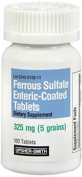 Usher-Smith Ferrous Sulfate 325mg information sur l'étiquette