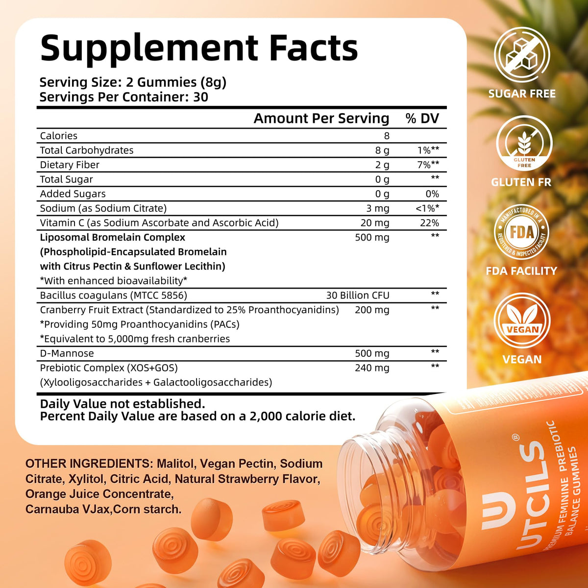 Utcils Gélifiés Équilibre Féminin Premium 60 Gummies, arrière
