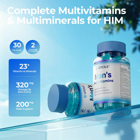 Utcils Gummies Multivitamines pour Hommes 5-en-1 sur une table