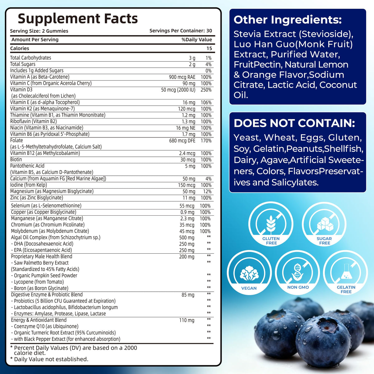 Utcils Gummies Multivitamines pour Hommes 5-en-1 vue arrière