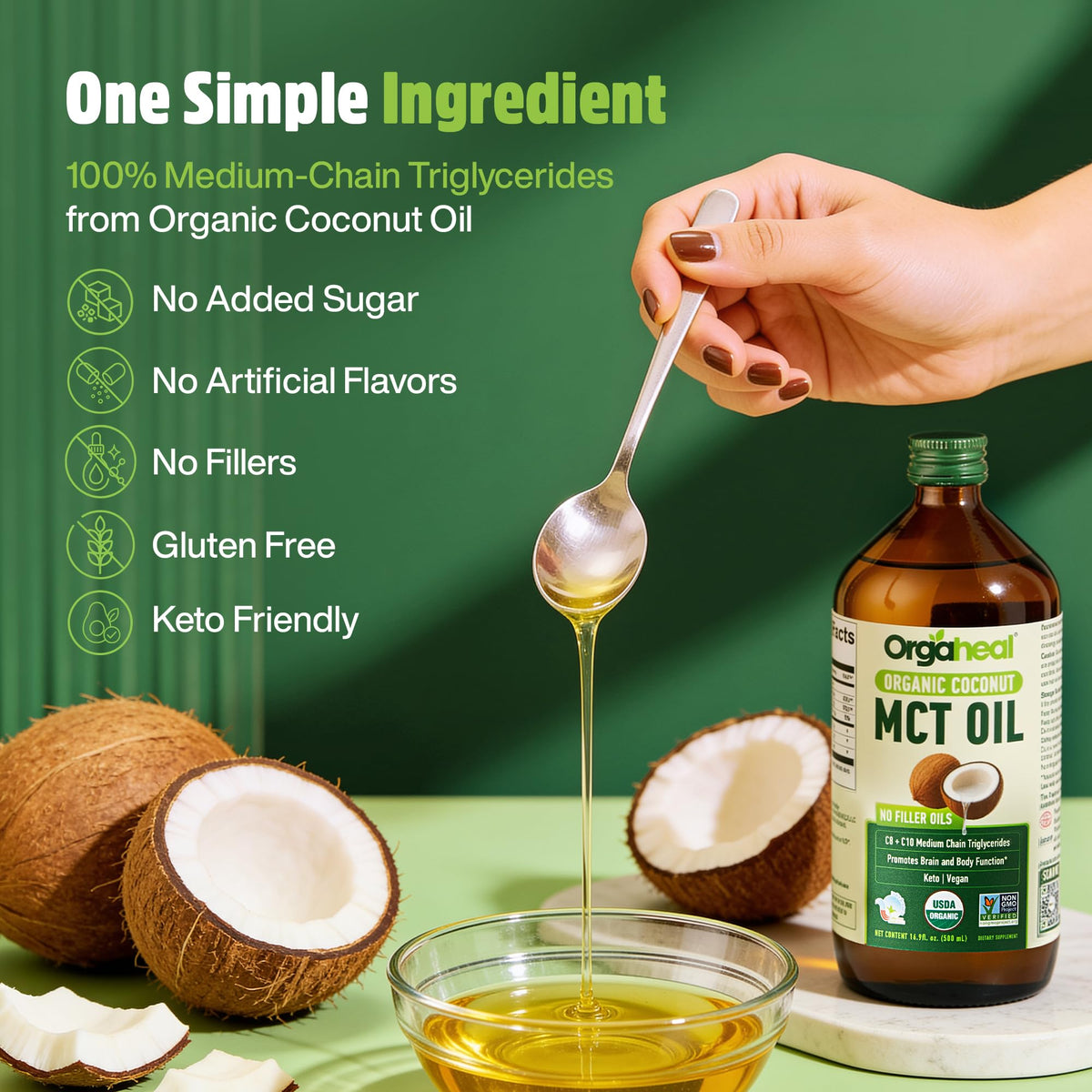 Utilisation de l'huile MCT Bio Orgaheal dans un smoothie