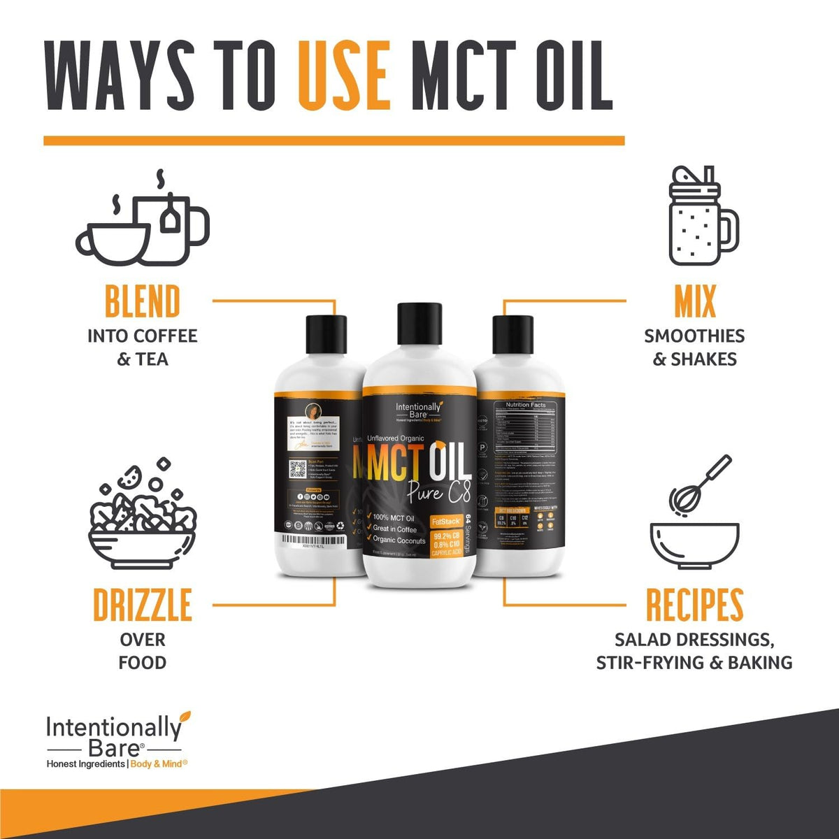 Utilisation de l'huile MCT C8 Bio dans un smoothie