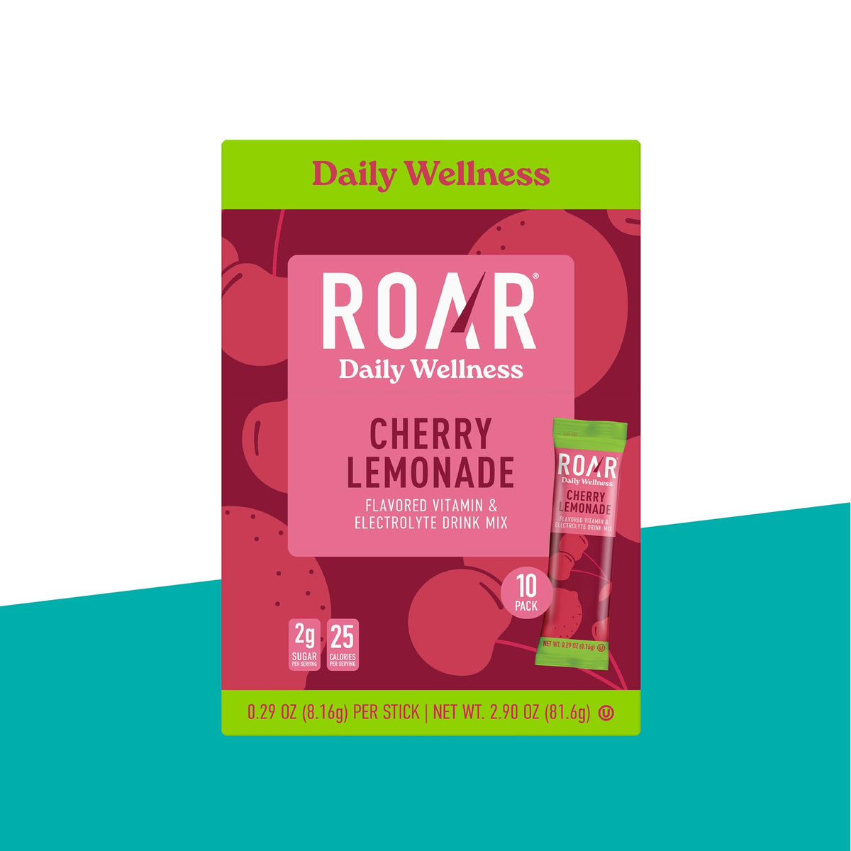 Utilisation de la poudre d'hydratation ROAR Daily Wellness dans un verre d'eau