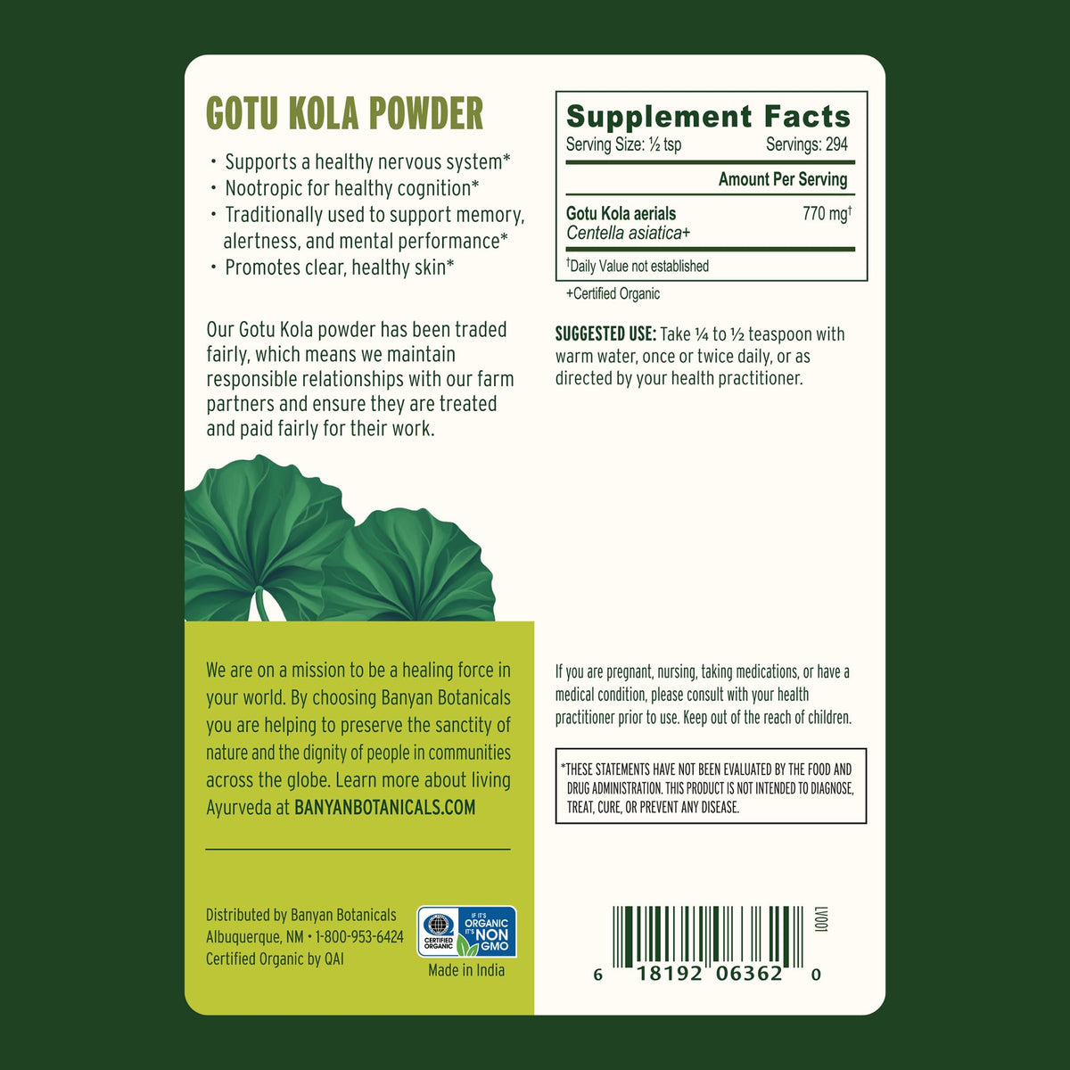 Utilisation de la poudre de Gotu Kola dans un smoothie