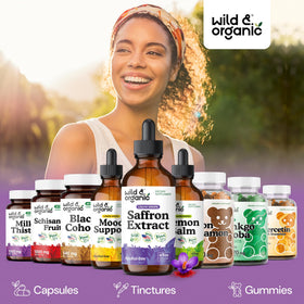 Utilisation des gouttes de safran Wild & Organic dans un verre