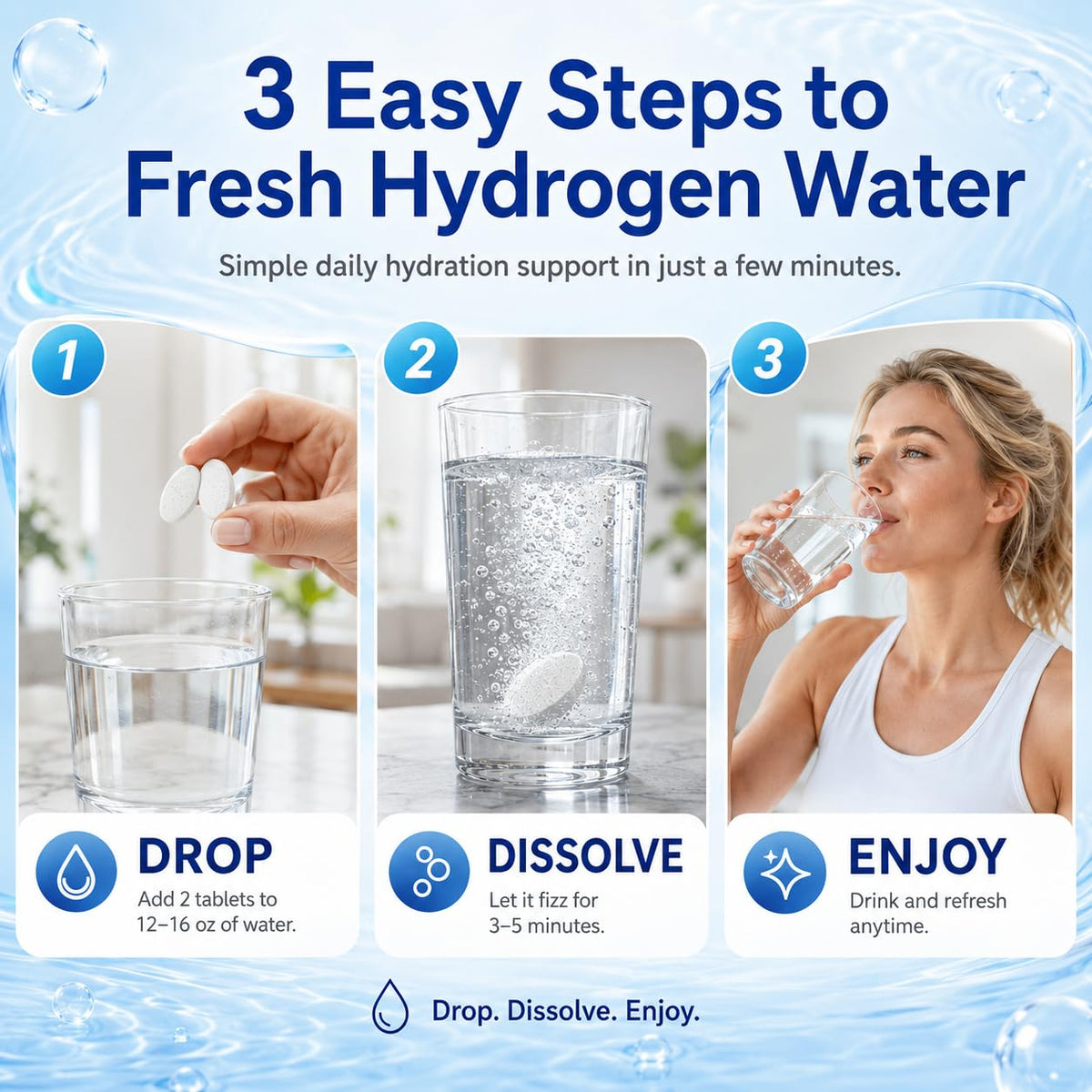 Utilisation des tablettes d'eau hydrogène dans un cadre de vie