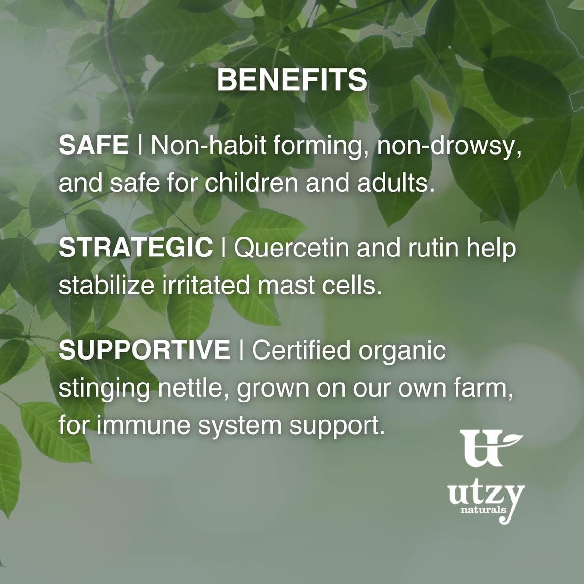 Utzy Naturals Allurtica affichant les dimensions de l'emballage