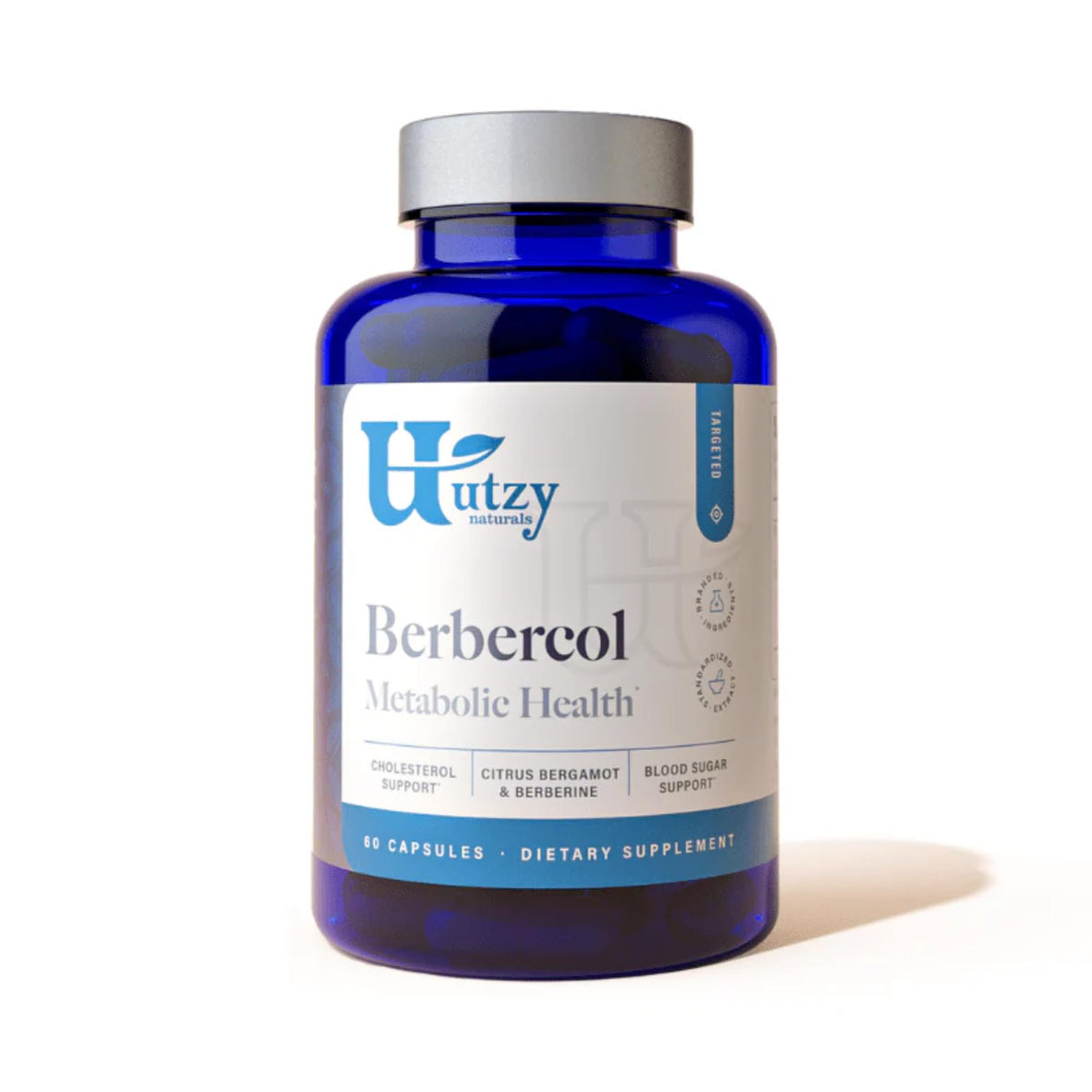 Utzy Naturals Berbercol 500mg Citrus Bergamot capsules front view