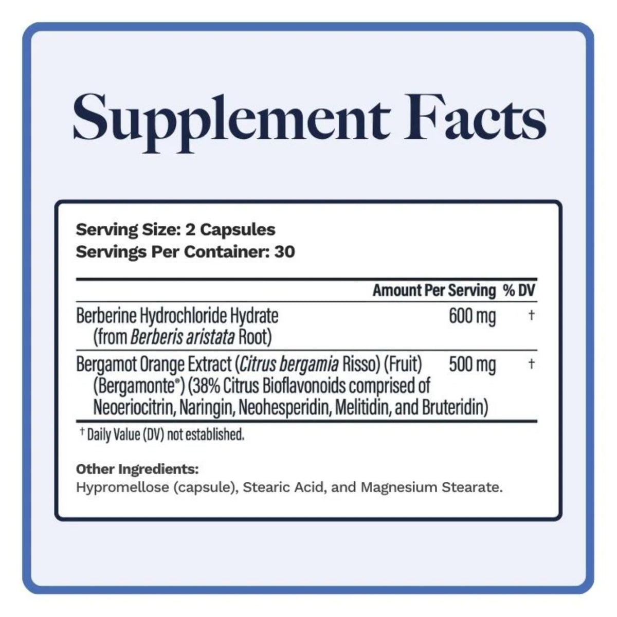 Utzy Naturals Berbercol 500mg Citrus Bergamot capsules side view
