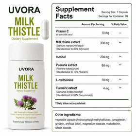 UVORA Milk Thistle avec des légumes frais en arrière-plan