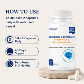UXOEJIK Complément Alimentaire Magnésium L-Thréonate 2000mg - Vue de côté du flacon