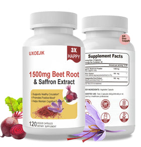 UXOEJIK Complément Alimentaire Saffran 100mg, 120 gélules en boîte