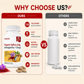 UXOEJIK Compléments Alimentaires au Safran 200mg - Boîte ouverte avec capsules
