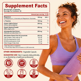 UXOEJIK Compléments Alimentaires au Safran 200mg - Capsules sur une surface blanche