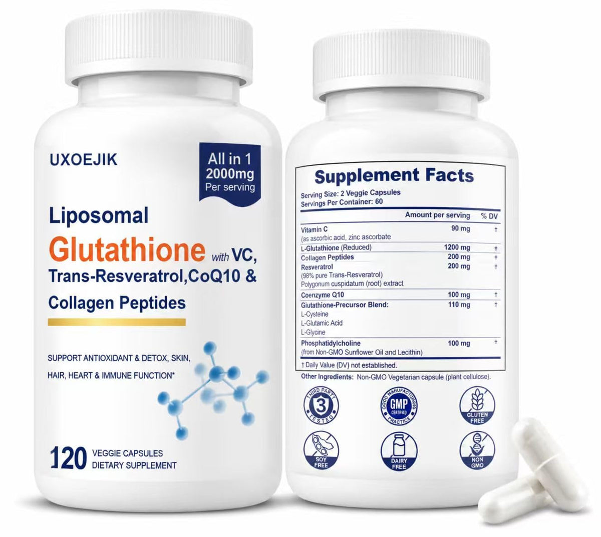 UXOEJIK Glutathion Liposomal 2000MG boîte avant