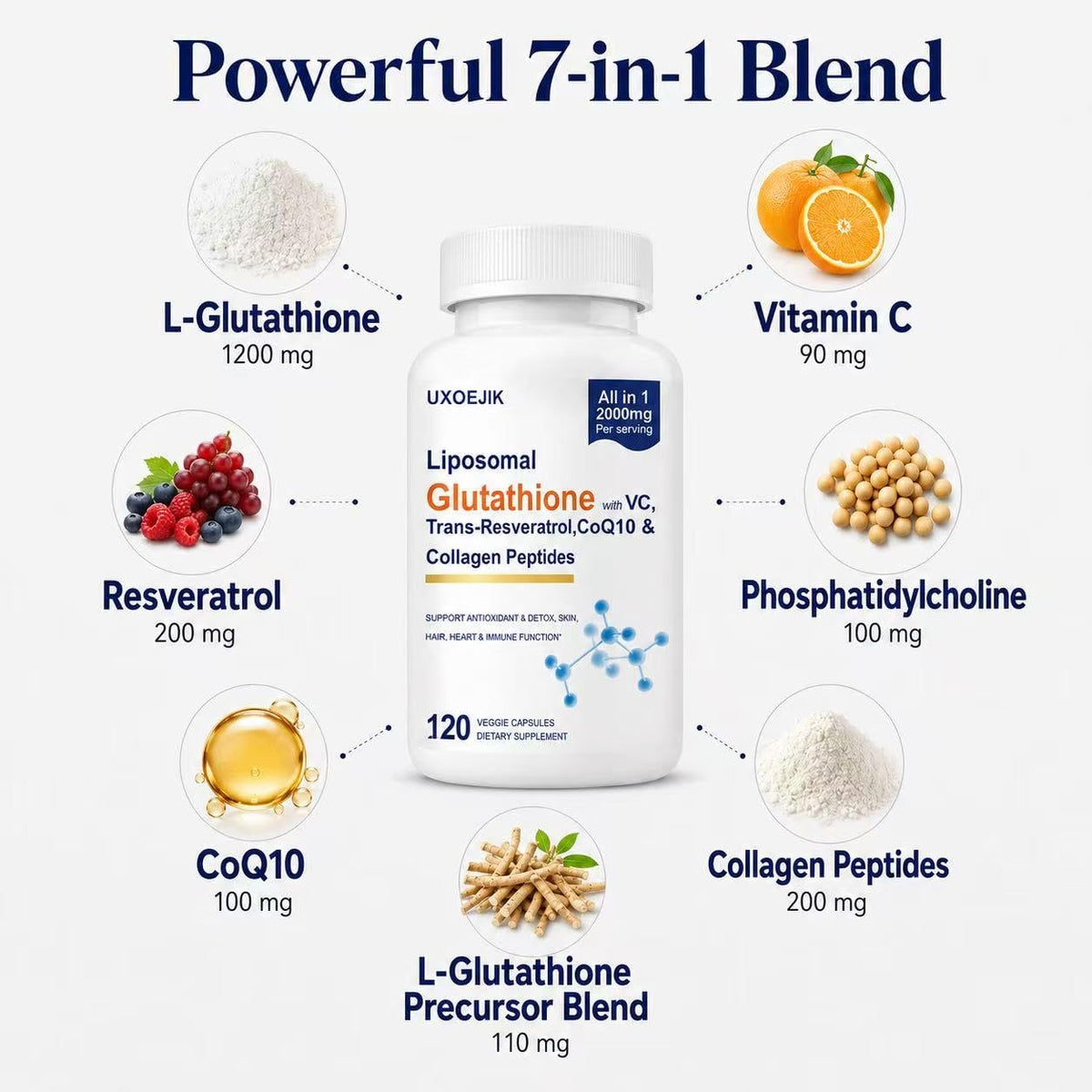 UXOEJIK Glutathion Liposomal 2000MG ingrédients
