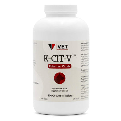 V.E.T. PHARMACEUTICALS K-CIT-V tablettes à mâcher citrate de potassium 640 mg, vue de face