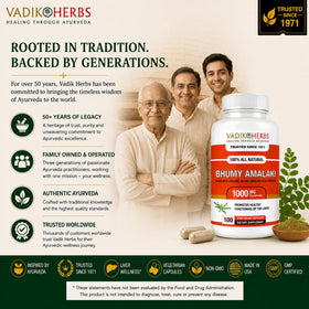 Vadik Herbs Bhumy Amalaki capsules 1000mg sur une table