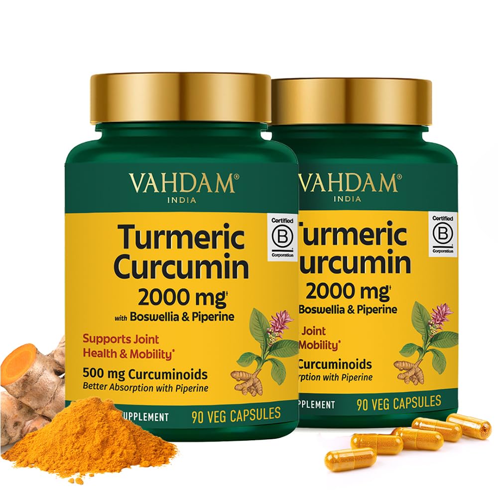 VAHDAM Curcuma Curcumin 2000mg pack de 2 capsules vue avant