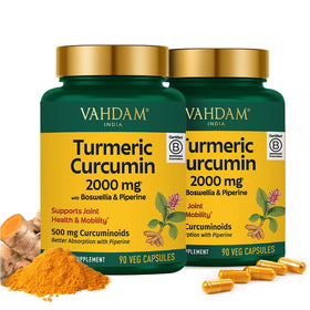 VAHDAM Curcuma Curcumin 2000mg pack de 2 capsules vue avant