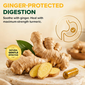 VAHDAM Curcuma Gingembre 1500mg avec ingrédients naturels en arrière-plan
