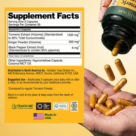 VAHDAM Curcuma Gingembre 1500mg avec verre d'eau