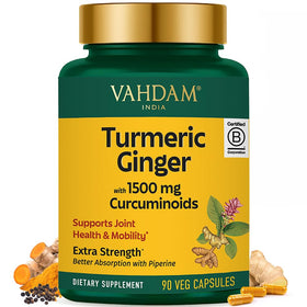 VAHDAM Curcuma Gingembre 1500mg capsules végétariennes vue de face