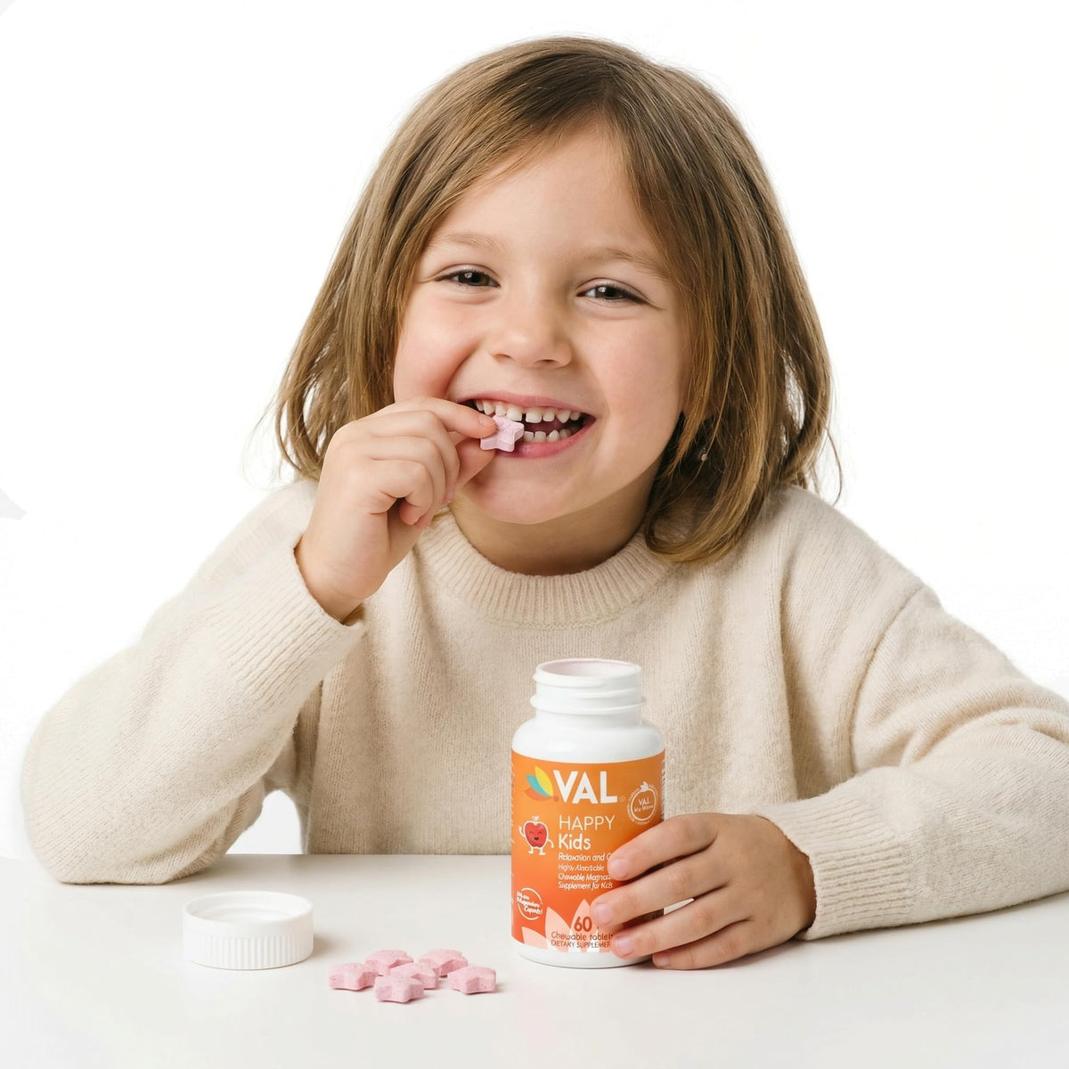 VAL Complément Alimentaire Magnésium pour Enfants 60 Comprimés à Mâcher - Détail des comprimés