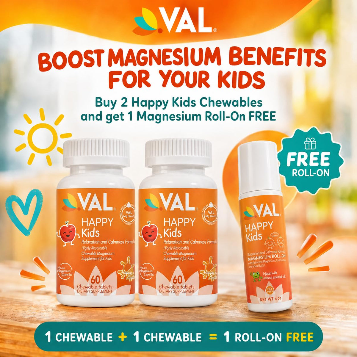 VAL Complément Alimentaire Magnésium pour Enfants 60 Comprimés à Mâcher - Étiquette