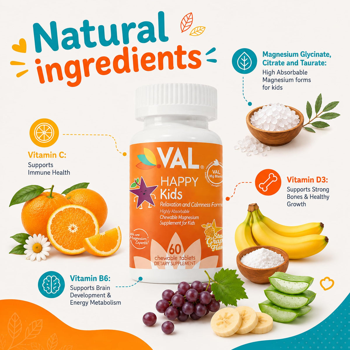 VAL Complément Alimentaire Magnésium pour Enfants, vue de dessus de la boîte