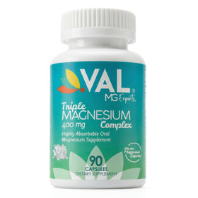 VAL Complexe de Magnésium Triple 400mg, vue de face du flacon