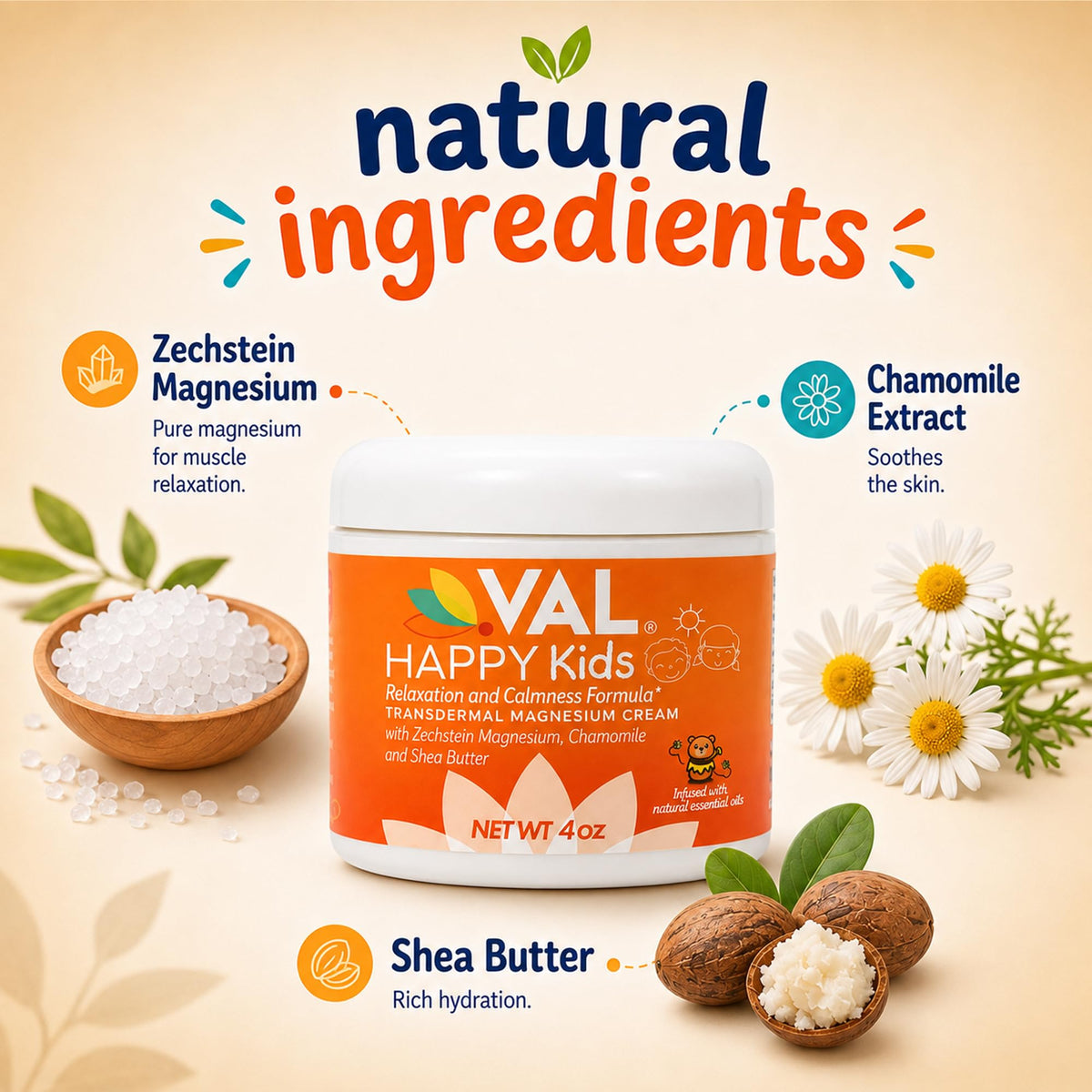 VAL Crème de Magnésium pour Enfants 118 ml texture crémeuse