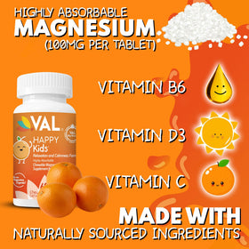 VAL Kids Magnésium 100mg comprimés à mâcher en forme de visage souriant