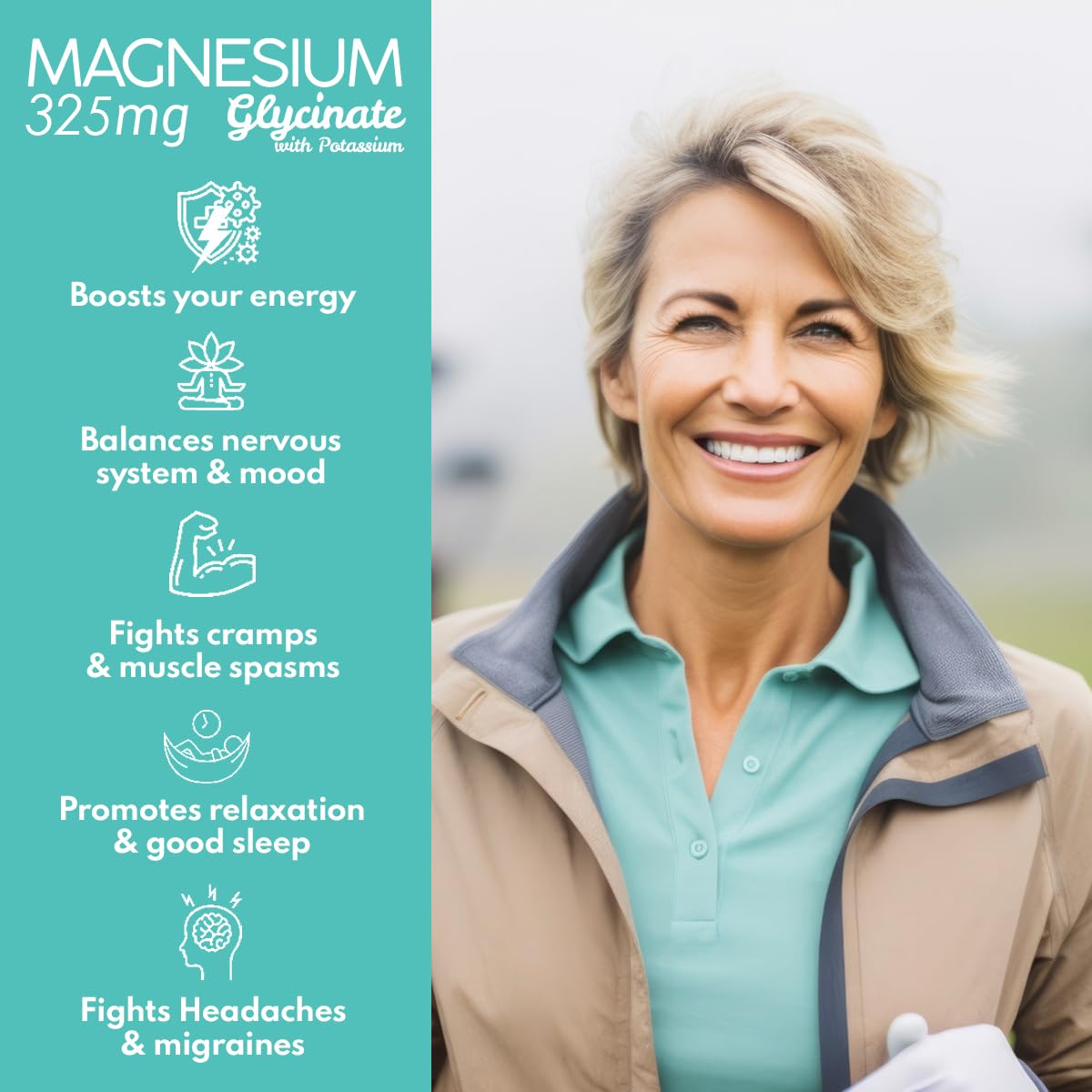 VAL Magnésium Glycinate 325mg avec B6 et Potassium - étiquette des ingrédients