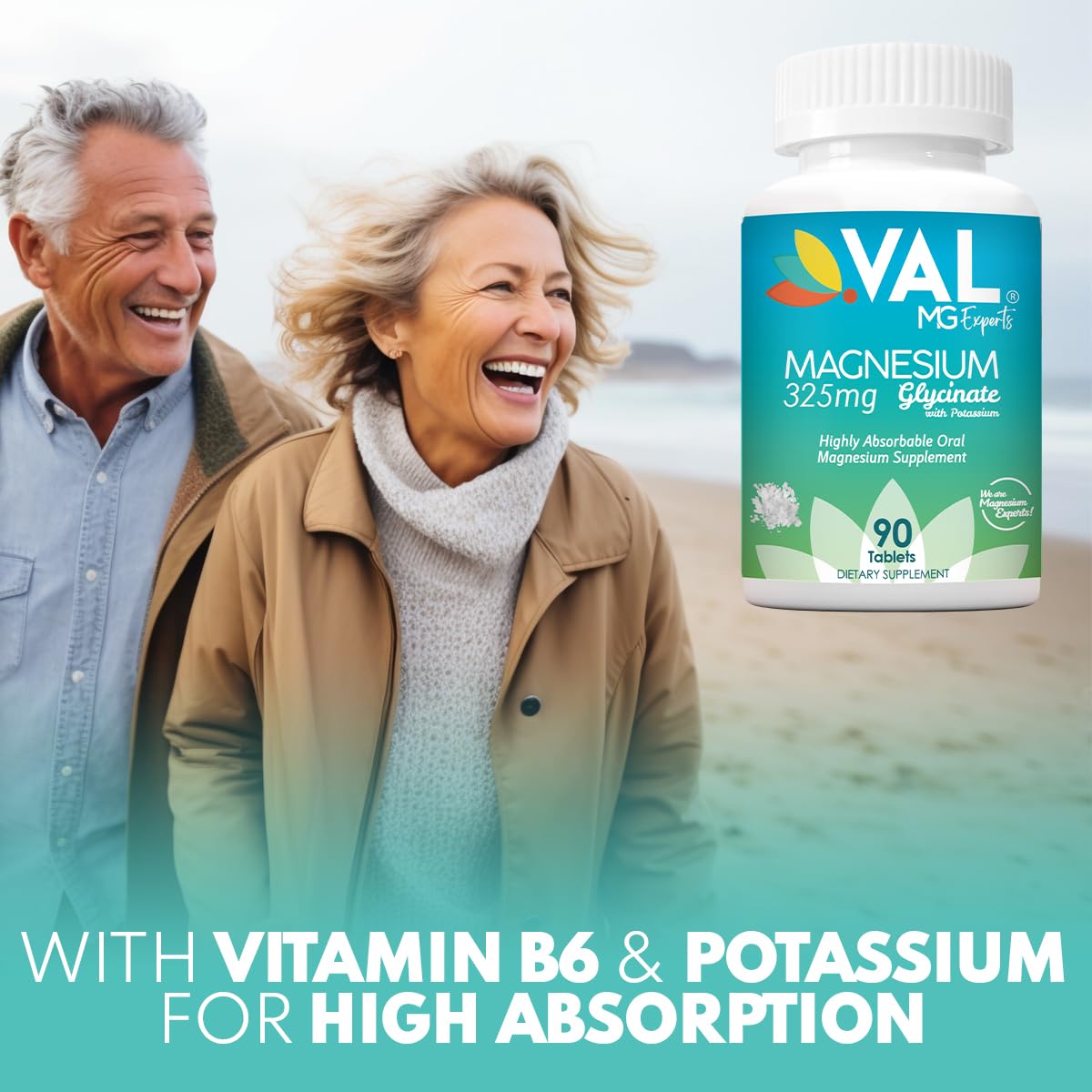 VAL Magnésium Glycinate 325mg - comprimés sur une table
