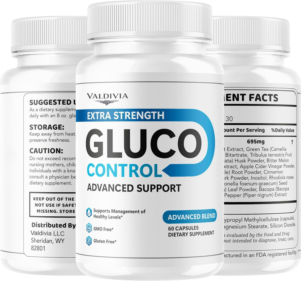 Valdivia Gluco Control 60 capsules avec un carnet et un stylo