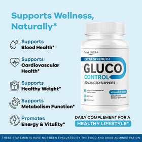 Valdivia Gluco Control 60 capsules sur un fond blanc
