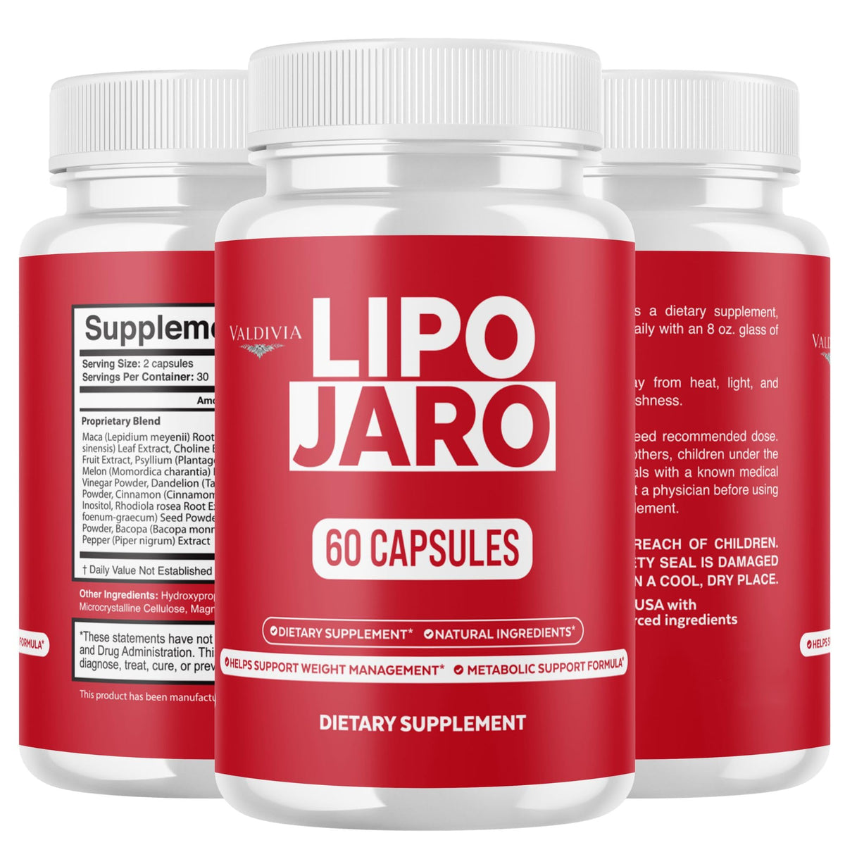 Valdivia Lipojaro Capsules dimensions du flacon