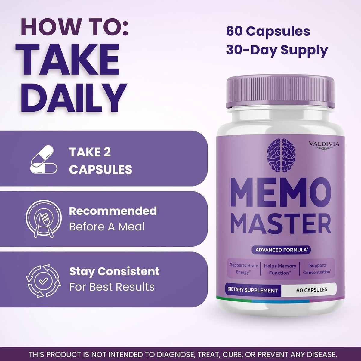 Valdivia Memo Master Capsules 180 capsules sur un fond neutre