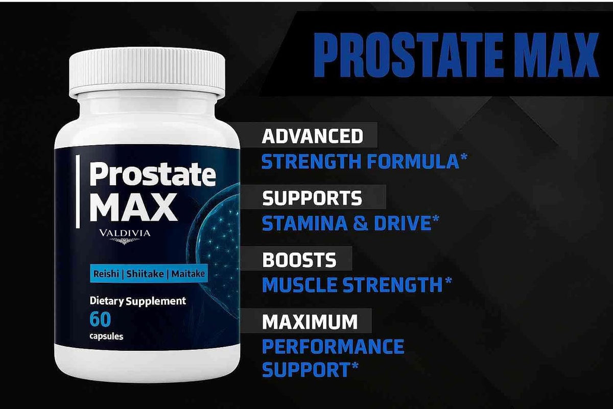 Valdivia ProstateMax capsules sur un fond naturel