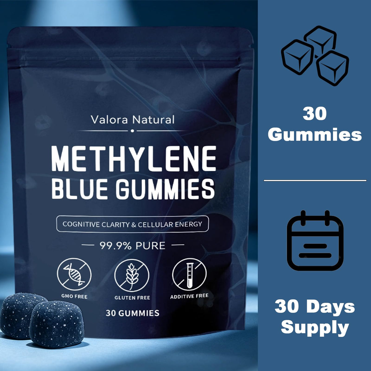 Valora Natural Gummies Methylene Blue 5 mg côté de la boîte