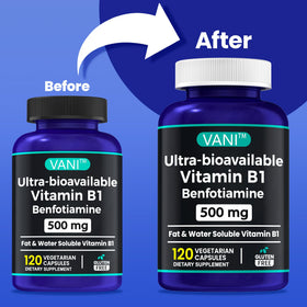VANI Benfotiamine 500 mg capsules sur une table