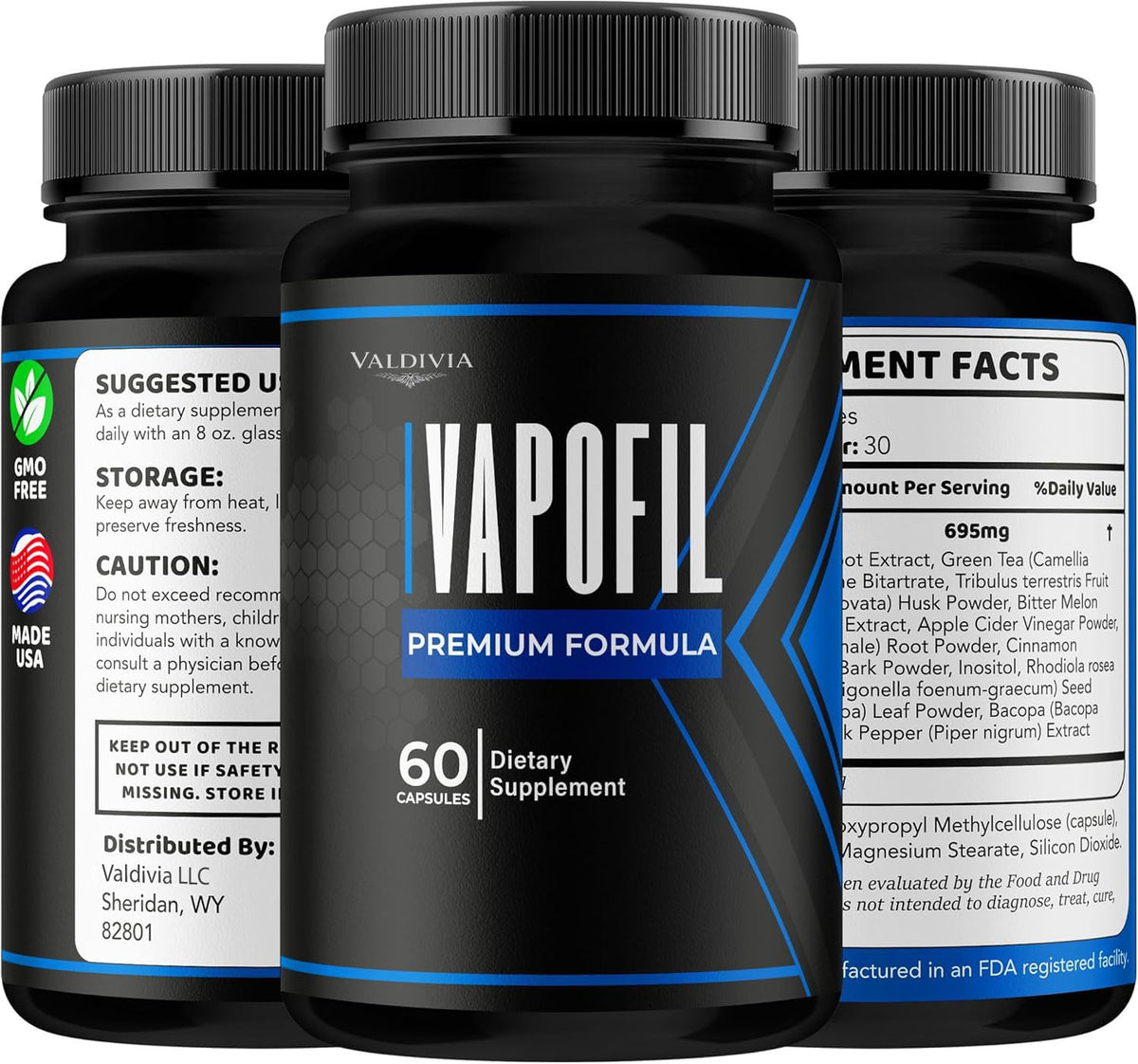 Vapofil Capsules Valdivia à côté d'un verre d'eau