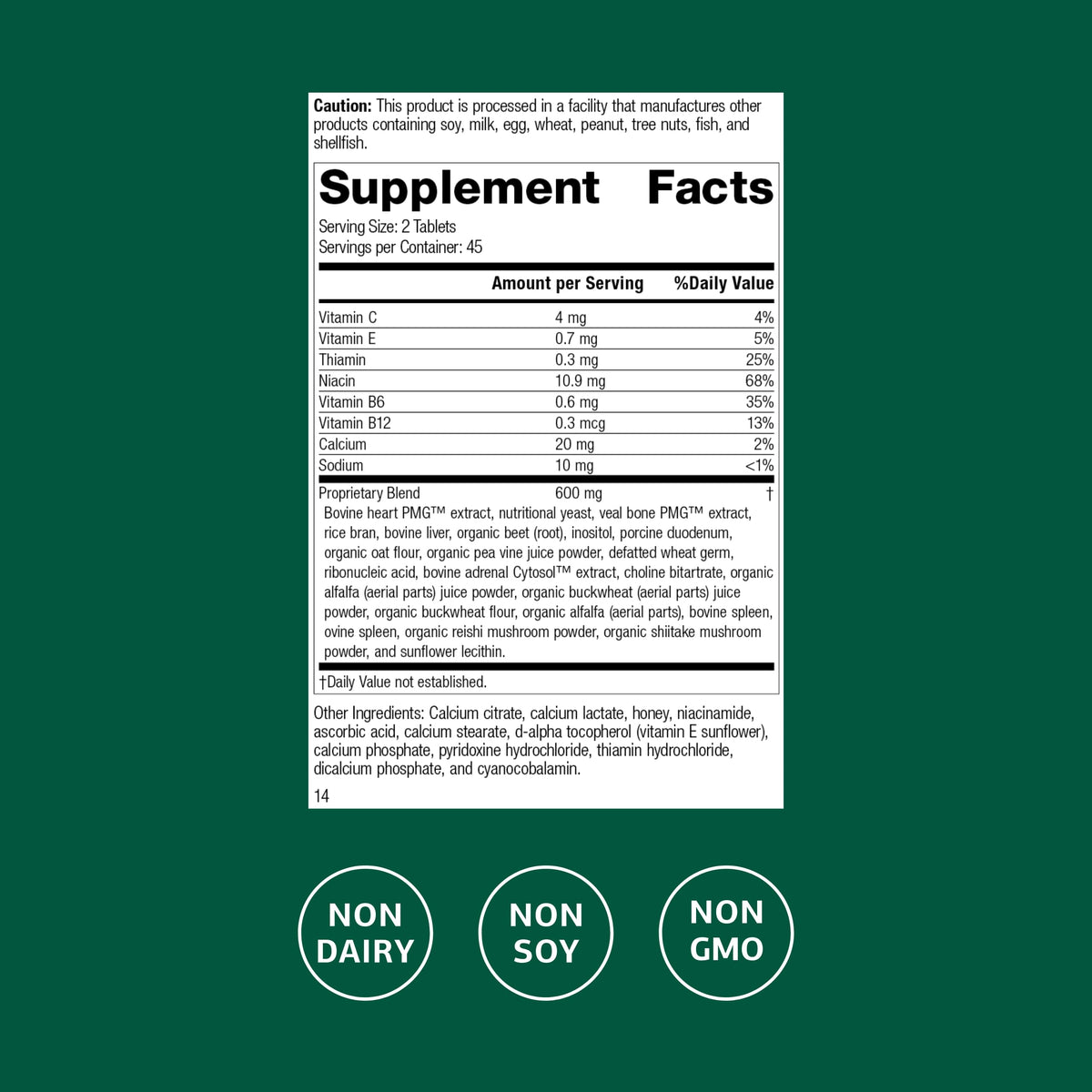Vasculin Standard Process 90 comprimés côté