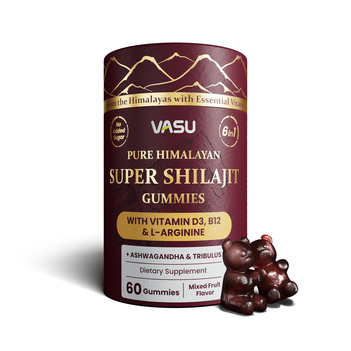 Vasu Gummies Shilajit 6 en 1 paquet de 60 gummies