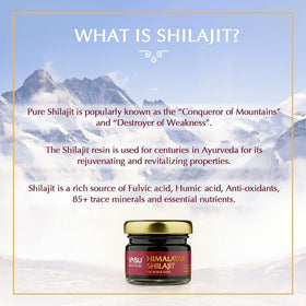 Vasu Shilajit Pur 400mg, vue arrière de l'emballage avec informations nutritionnelles