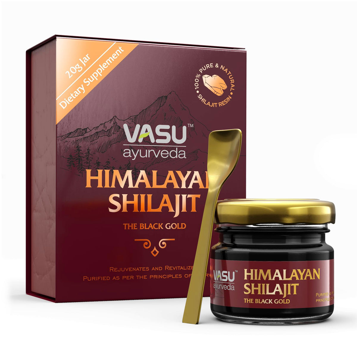 Vasu Shilajit Pur 400mg, vue avant de l'emballage
