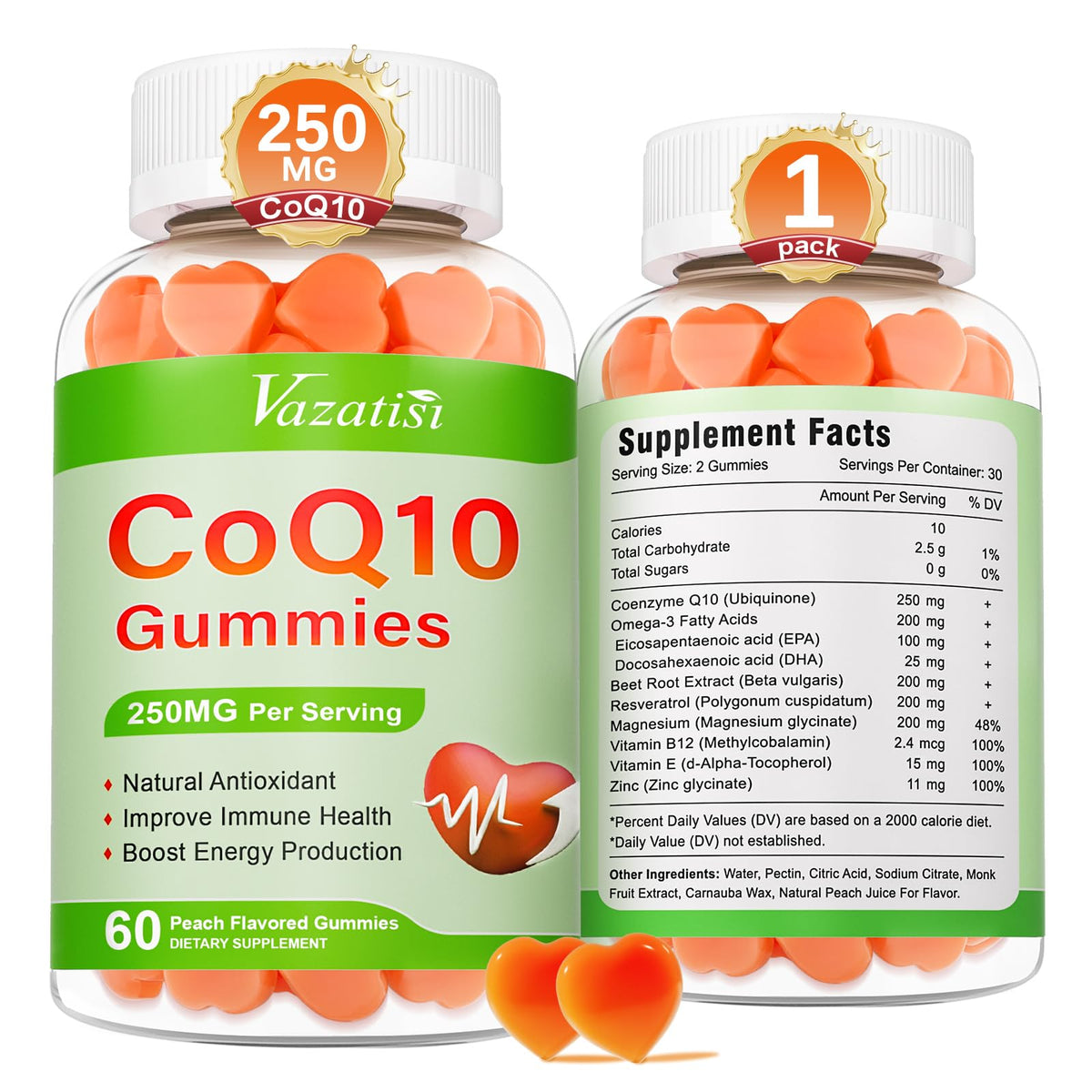 Vazatisi CoQ10 Gummies 250 mg emballage avant vue