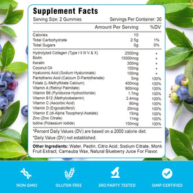 Vazatisi Gummies Biotine 120 gummies myrtille sur une table